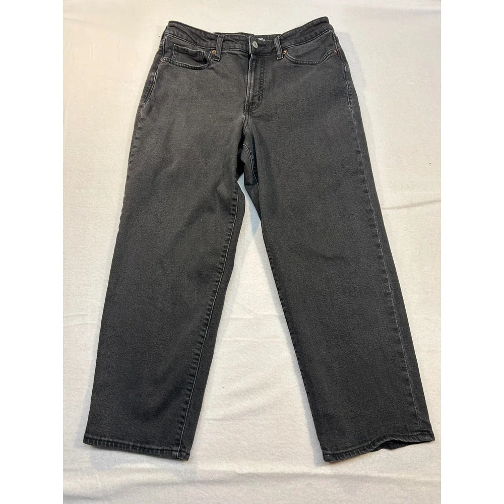 Old Navy OG Loose High-Rise Jeans Womens 12 Short Washed Black Wide Leg Denim